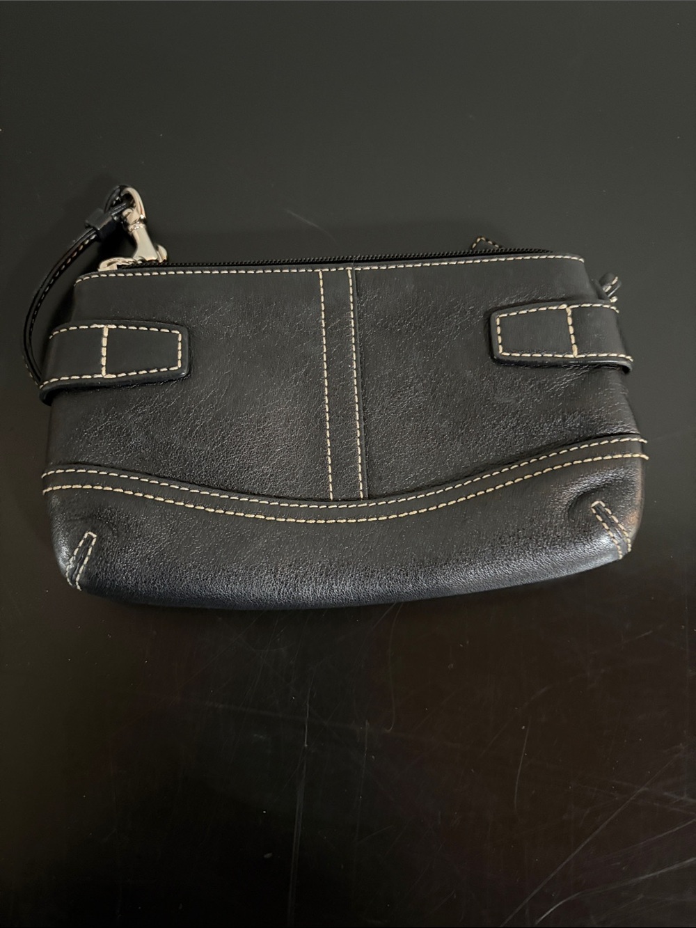 Coach Black Leather Wristlet with Silver Buckle Accents - Picture 2 of 5